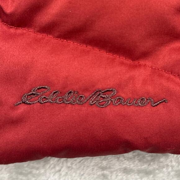 Eddie Bauer Down Puffer Vest Womens Medium Maroon Red Quilted Sleeveless - Picture 2 of 7